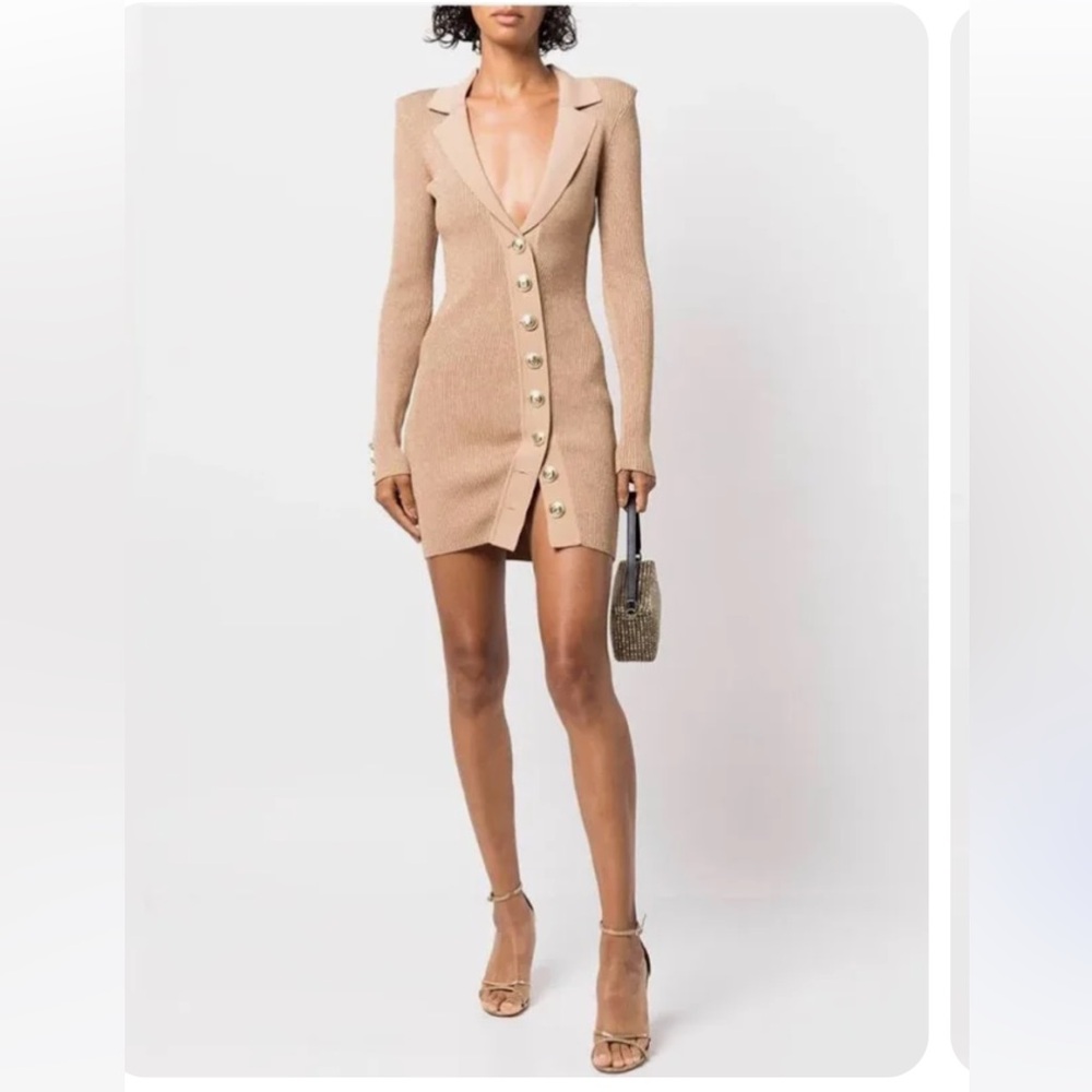 Retrofete metallic gold knit dress xs